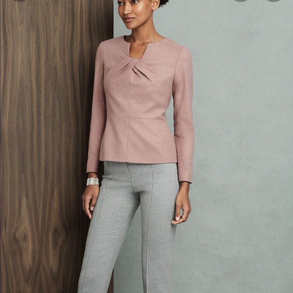The Fold London Blush Wool Tweed Belmore Top UK size 12 / US size 8